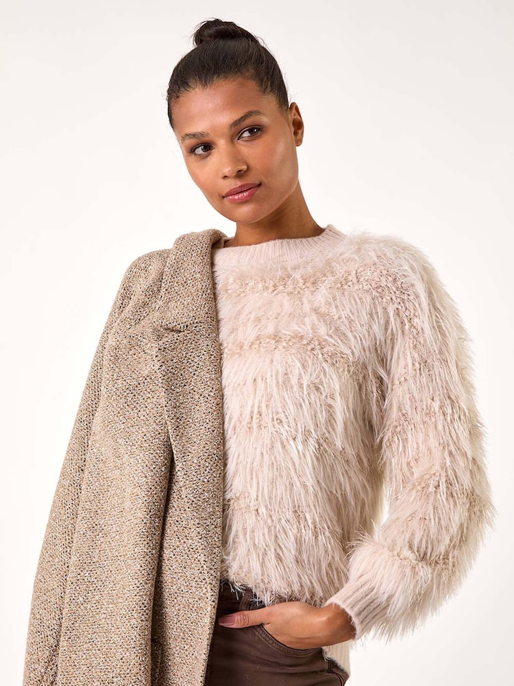 Roman Natural Striped Fluffy Knit Jumper - Image 2 of 5