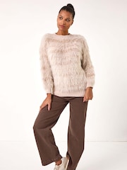 Roman Natural Striped Fluffy Knit Jumper - Image 3 of 5