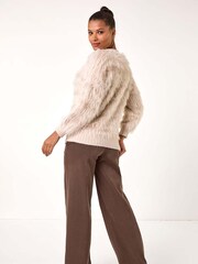 Roman Natural Striped Fluffy Knit Jumper - Image 4 of 5