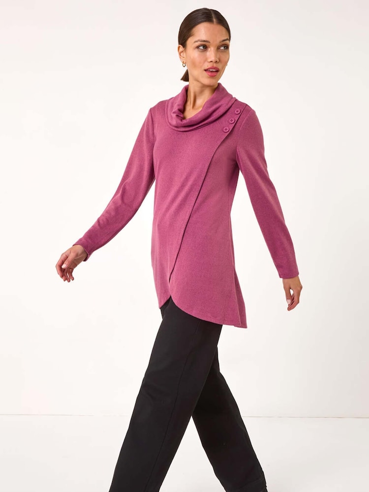 Roman Pink Wrap Front Cowl Neck Top - Image 2 of 5