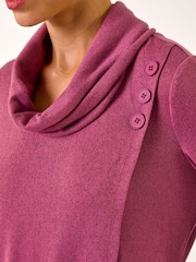 Roman Pink Wrap Front Cowl Neck Top - Image 5 of 5