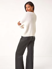 Roman White Zig Zag Diamond Detail Knit Jumper - Image 2 of 5