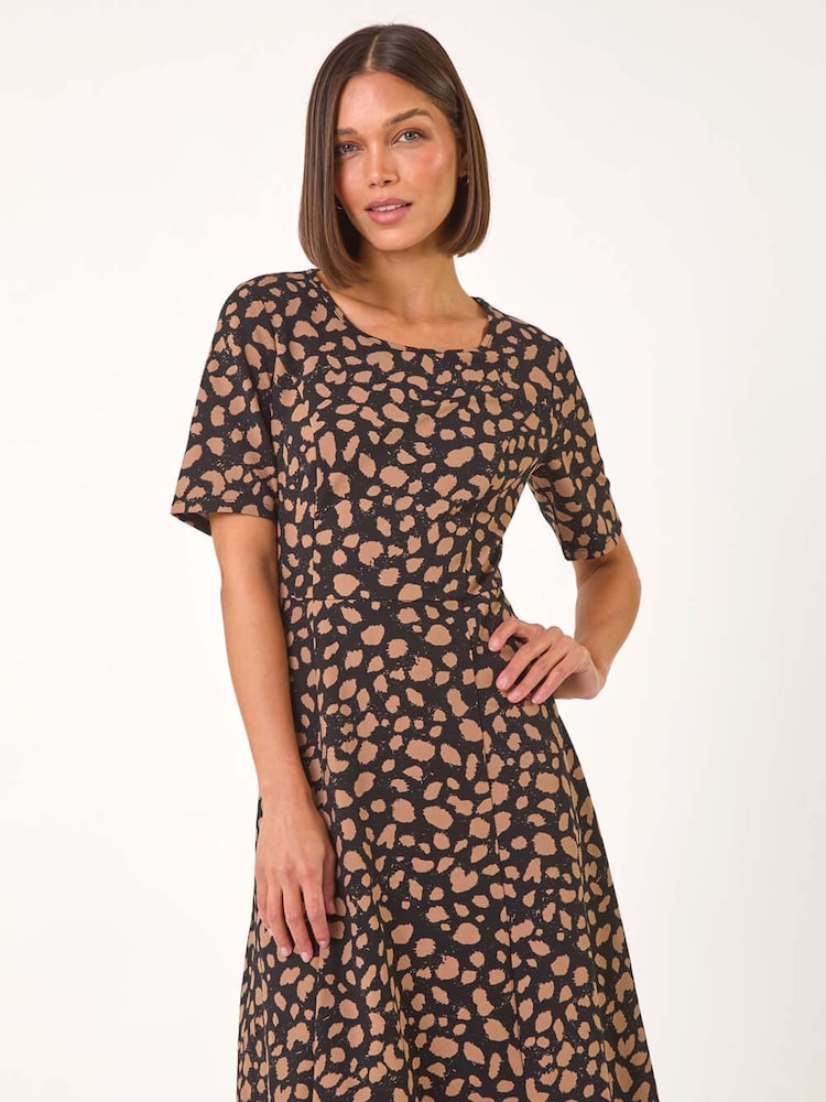 Roman Grey Spot Print Panel Midi Dress - Image 2 of 5
