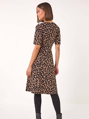 Roman Grey Spot Print Panel Midi Dress - Image 3 of 5
