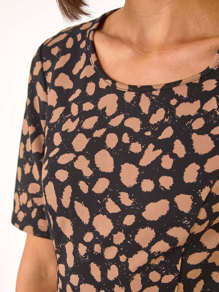 Roman Grey Spot Print Panel Midi Dress - Image 5 of 5