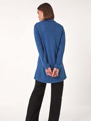 Roman Blue Wrap Front Cowl Neck Top - Image 3 of 5
