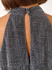 Roman Metallic Sparkle Halter Neck Stretch Midi Dress - Image 5 of 5