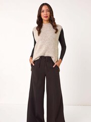 Pantalón de pierna ancha superelástico con lazo en el frente de Roman - Imagen 2 de 5