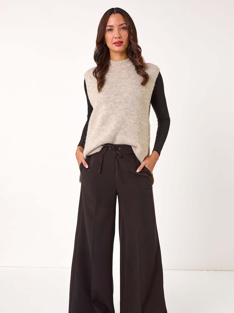 Pantalón de pierna ancha superelástico con lazo en el frente de Roman - Imagen 2 de 5 Pantalón de pierna ancha superelástico con lazo en el frente de Roman - Imagen 2 de 5