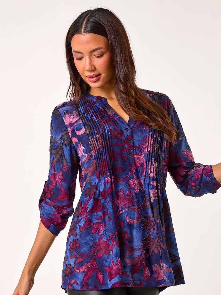 Roman Blue Textured Stretch Pintuck Pleat Shirt - Image 1 of 5