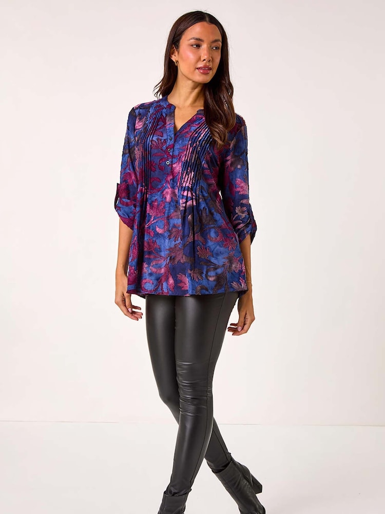 Roman Blue Textured Stretch Pintuck Pleat Shirt - Image 2 of 5