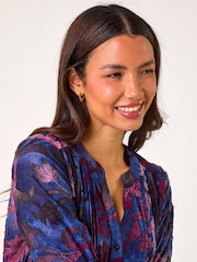 Roman Blue Textured Stretch Pintuck Pleat Shirt - Image 4 of 5