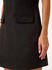 Roman Black Suedette Button Shift Stretch Dress - Image 5 of 5
