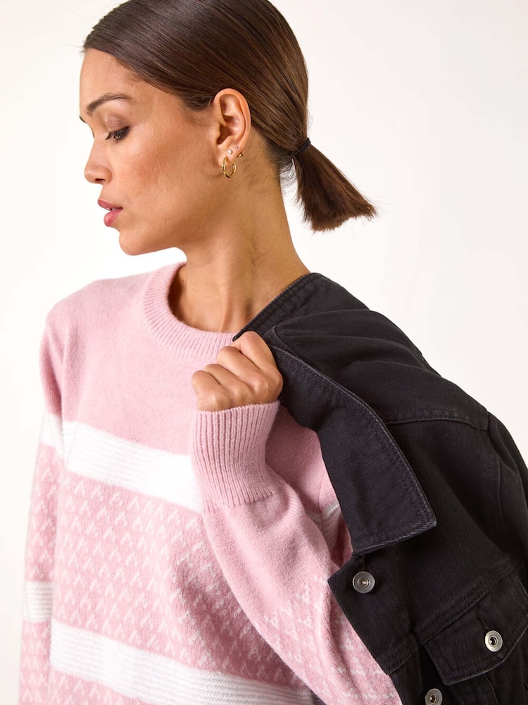Roman Pink Striped Knitted Jumper - Image 1 of 5