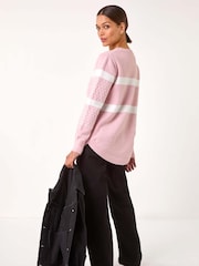 Roman Pink Striped Knitted Jumper - Image 3 of 5