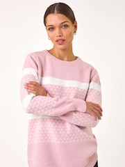 Roman Pink Striped Knitted Jumper - Image 4 of 5