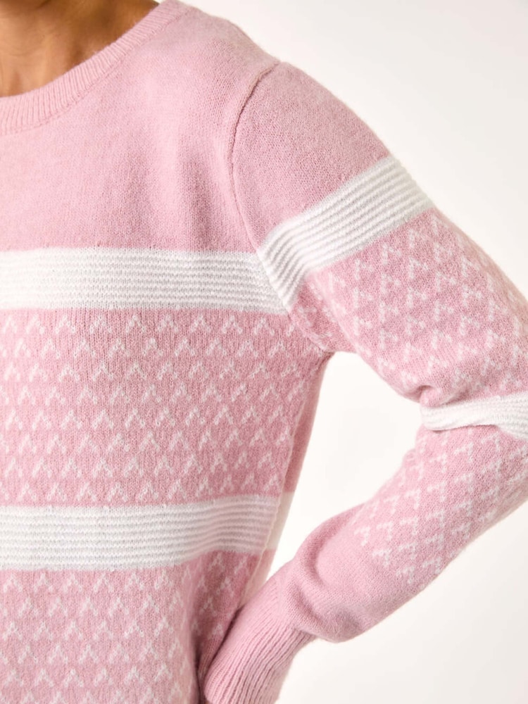 Roman Pink Striped Knitted Jumper - Image 5 of 5