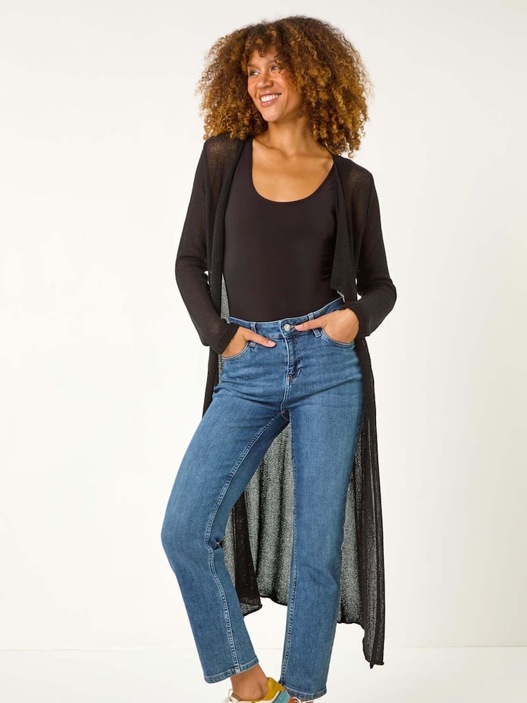 Negro - Roman Waterfall Knit Longline Cardigan - Imagen 1 de 5 Negro - Roman Waterfall Knit Longline Cardigan - Imagen 1 de 5