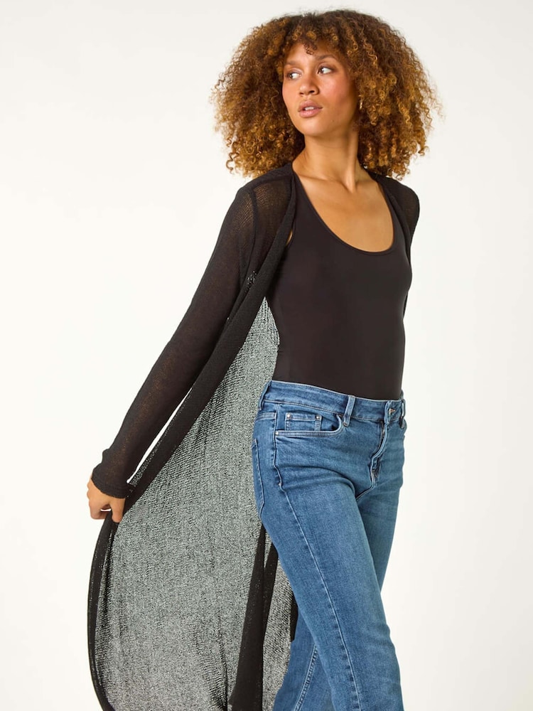 Negro - Roman Waterfall Knit Longline Cardigan - Imagen 2 de 5 Negro - Roman Waterfall Knit Longline Cardigan - Imagen 2 de 5