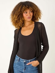 Negro - Roman Waterfall Knit Longline Cardigan - Imagen 4 de 5
