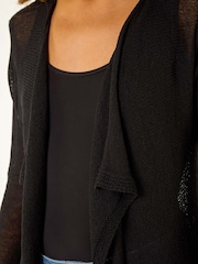 Negro - Roman Waterfall Knit Longline Cardigan - Imagen 5 de 5