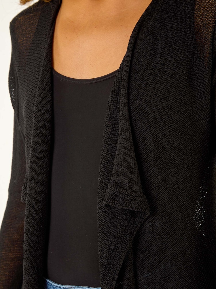 Negro - Roman Waterfall Knit Longline Cardigan - Imagen 5 de 5 Negro - Roman Waterfall Knit Longline Cardigan - Imagen 5 de 5