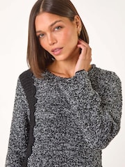 Roman Black Textured Pocket Detail Longline Jumper - Image 4 of 5