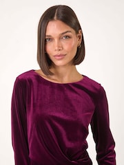 Roman Red Velvet Bodycon Midi Dress - Image 4 of 5