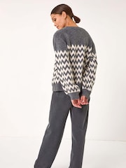 Roman Grey Zig Zag Knitted Jumper - Image 3 of 5