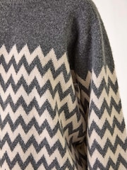 Roman Grey Zig Zag Knitted Jumper - Image 5 of 5