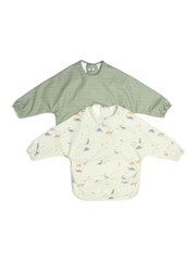 Mamas & Papas Dino Stripe 2 Pack Long Sleeve Messy Bib - Image 3 of 6