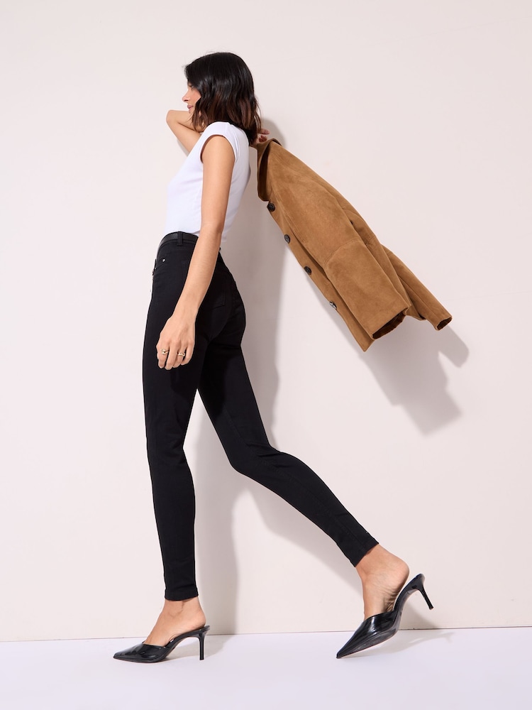 Friends Like These Black Petite Elasticated Waist Denim Jeggings - Image 2 of 5