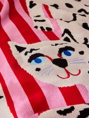 Eleanor Bowmer Pink Cat Knitted Throw - Image 3 of 4