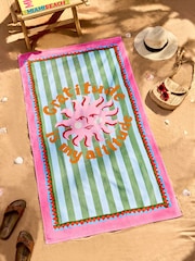 Eleanor Bowmer Multi Gratitude is My Attitude Slogan 100% Cotton Beach Towel - Image 1 of 3