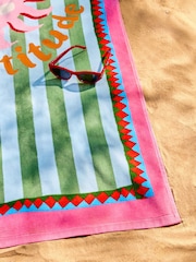 Eleanor Bowmer Multi Gratitude is My Attitude Slogan 100% Cotton Beach Towel - Image 2 of 3