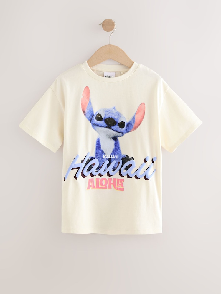 Branco - Camiseta grande 100% algodão Disney Lilo and Stitch License (3a16anos) - Imagem 2 de 5