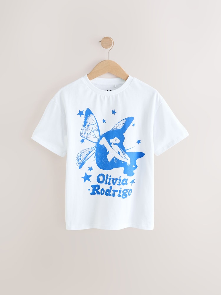 Blanc - T-shirt oversize 100% coton Olivia Rodridge sous licence (3-16ans) - Image 1 of 4