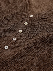 Chocolate Brown Textured Long Sleeve Button Through Cardigan - Image 7 of 7