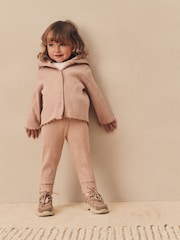 Light Pink Ribbed Hooded Cardigan and Leggings Set (3mths-7yrs) - Image 1 of 10