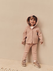 Light Pink Ribbed Hooded Cardigan and Leggings Set (3mths-7yrs) - Image 2 of 10