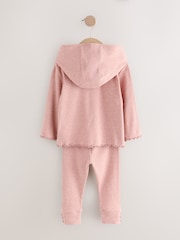 Light Pink Ribbed Hooded Cardigan and Leggings Set (3mths-7yrs) - Image 7 of 10
