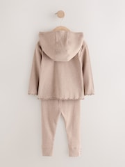 Brown Ribbed Hooded Cardigan and Leggings Set (3mths-7yrs) - Image 6 of 10