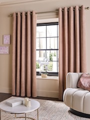 Pink Crinkle Chenille Eyelet Lined Curtains - Image 1 of 6