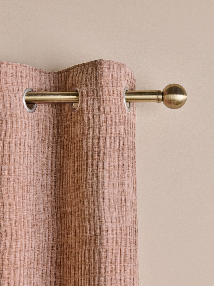 Pink Crinkle Chenille Eyelet Lined Curtains - Image 1 of 6 Pink Crinkle Chenille Eyelet Lined Curtains - Image 1 of 6