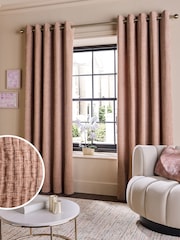 Pink Crinkle Chenille Eyelet Lined Curtains - Image 3 of 6
