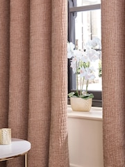 Pink Crinkle Chenille Eyelet Lined Curtains - Image 4 of 6