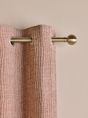 Pink Crinkle Chenille Eyelet Lined Curtains - Image 5 of 6