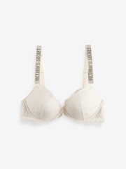 Victoria's Secret Coconut White Add 2 Cups Push Up Lace Shine Strap Bombshell Bra - Image 1 of 3
