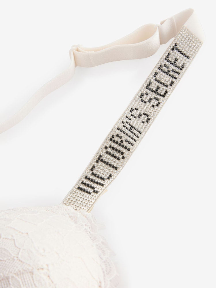 Victoria's Secret Coconut White Add 2 Cups Push Up Lace Shine Strap Bombshell Bra - Image 3 of 3