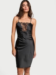Victoria's Secret Black Satin Rose Lace Dress - Image 1 of 3
